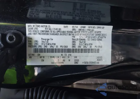 2014 Ford Focus Se from USA, damaged, VIN 1FADP3K2XEL274279